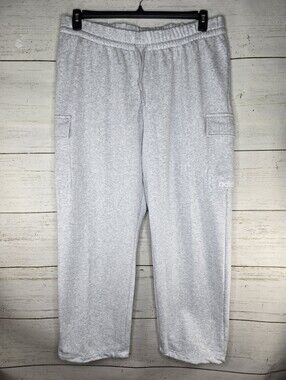 Adidas Women's Essentials Linear Fleece Cargo Pant Joggers Heathered Grey 2X